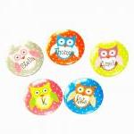 Pinback Button Badges - Owl Name Badges- 3 Sizes