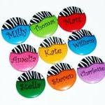 Pinback Button Badges - Zebra Stripe Name Badges -..