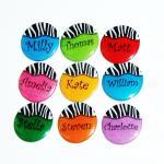 Pinback Button Badges - Zebra Stripe Name Badges -..