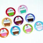 Pinback Button Badges - Cupcake Name Badges - 3..