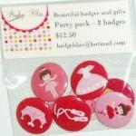 Pinback Button Badge Party Pack Of 8 - Ballerinas..