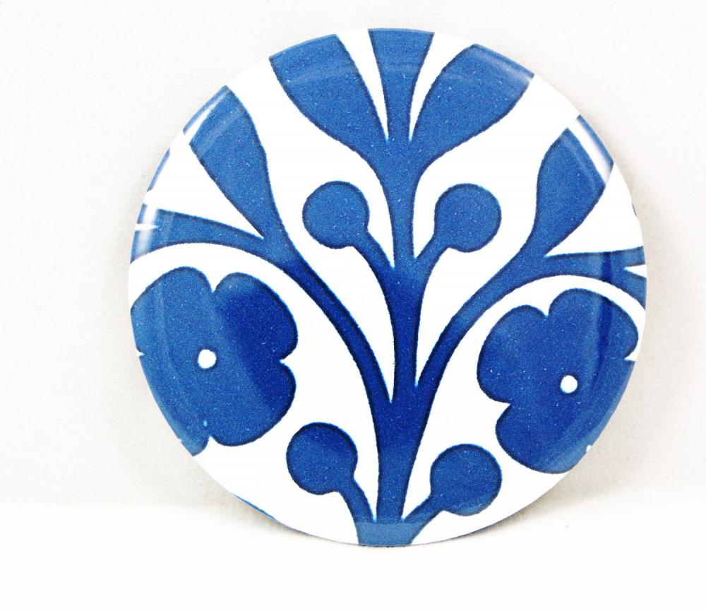 Pocket Mirror - Blue And White Floral Pocket Mirror