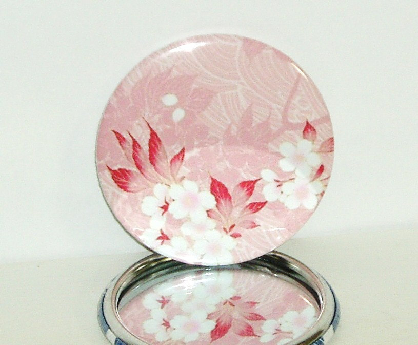 Pink Cherry Blossom Pocket Mirror Asian Inspired