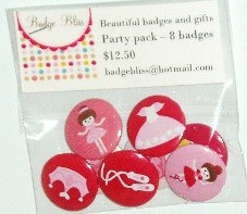 Pinback Button Badge Party Pack Of 8 - Ballerinas - Party Favors